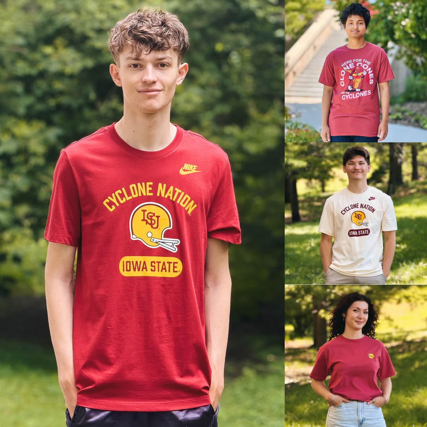 A collage showing select Iowa State Unisex T-shirts